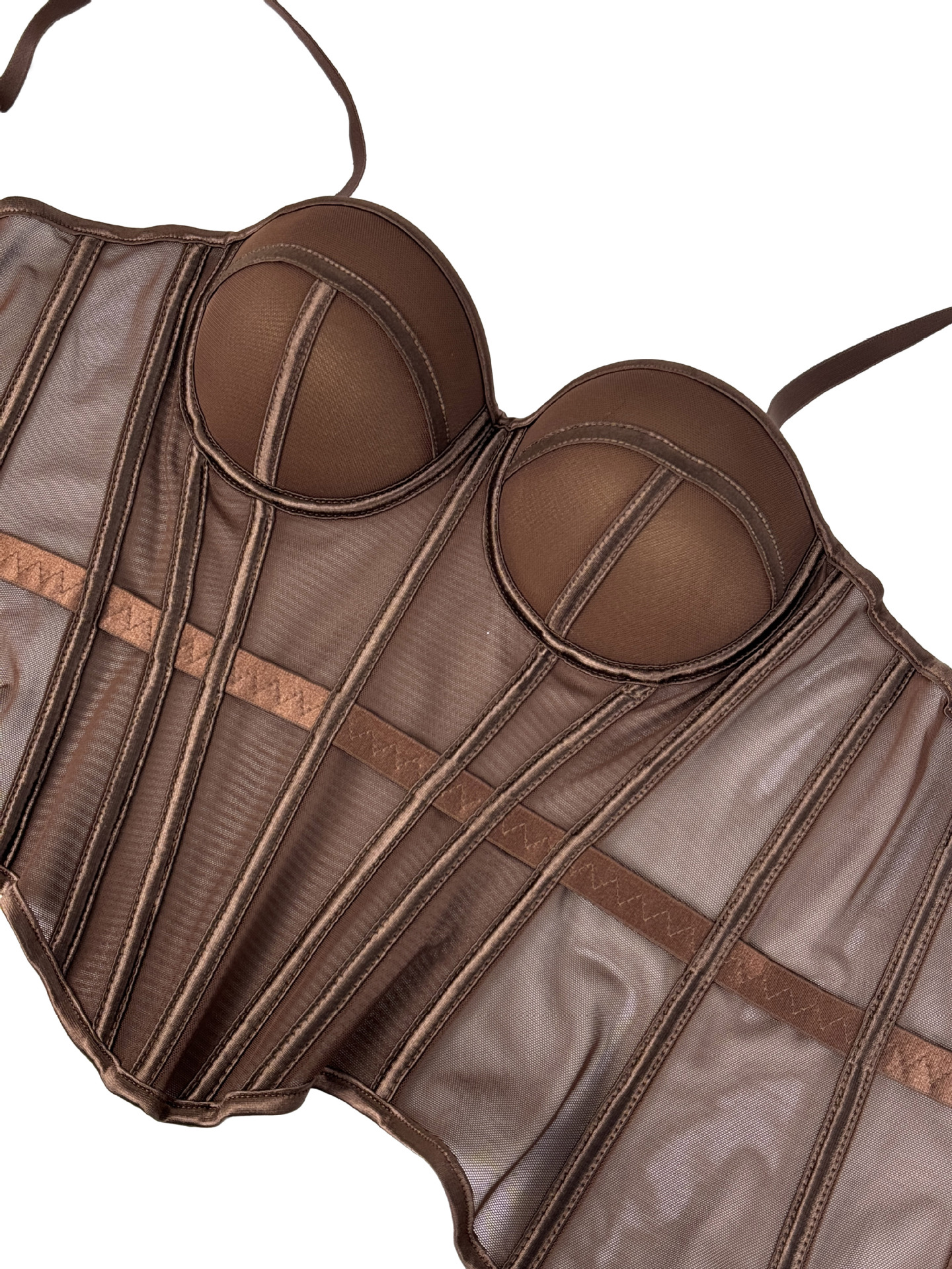 Elegant Burgundy Corset Top Sexy Mesh Fishbone Crop Top Fashion Short Camisole